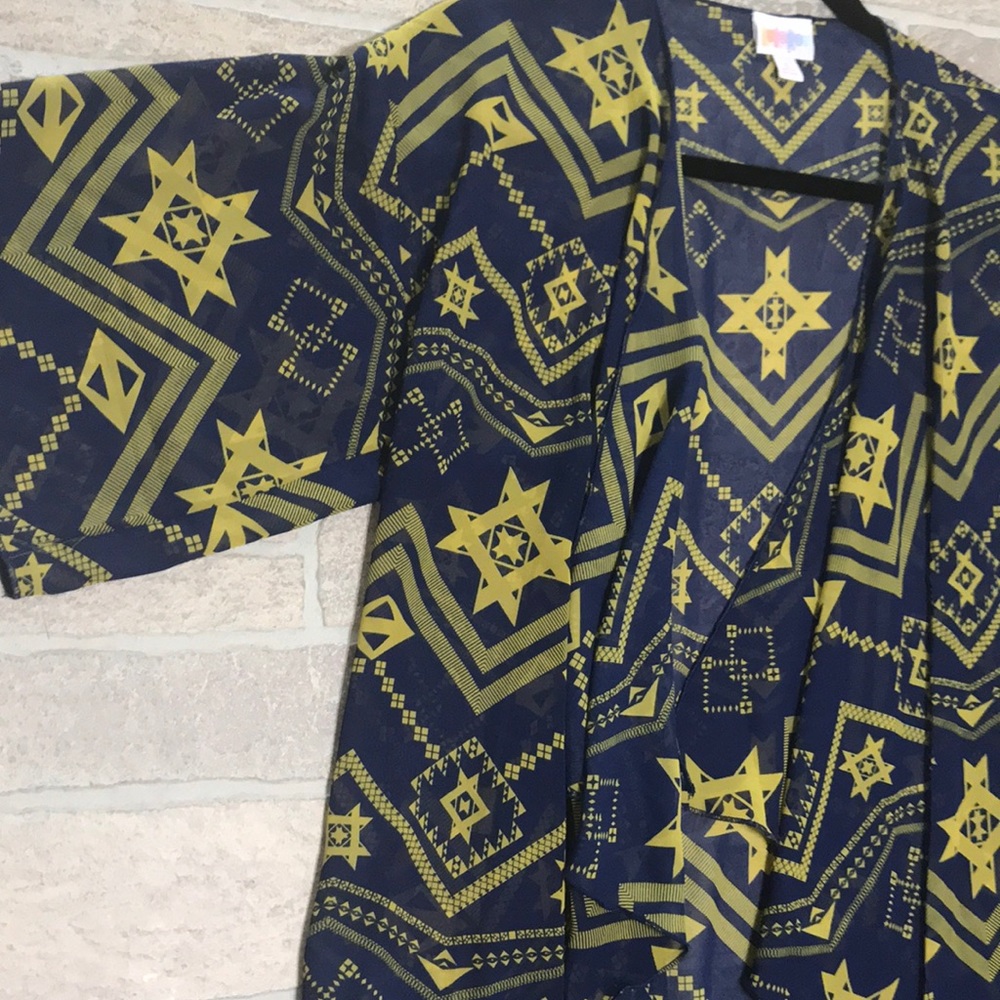 LuLaRoe Monroe navy gold fringe small NWT